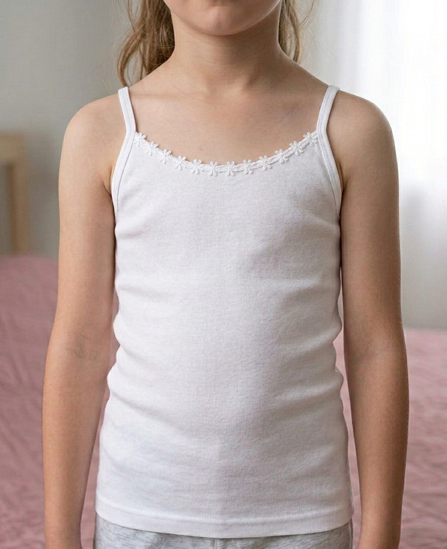 Girls' Sleeveless Undershirt – Thin Floral Doucette