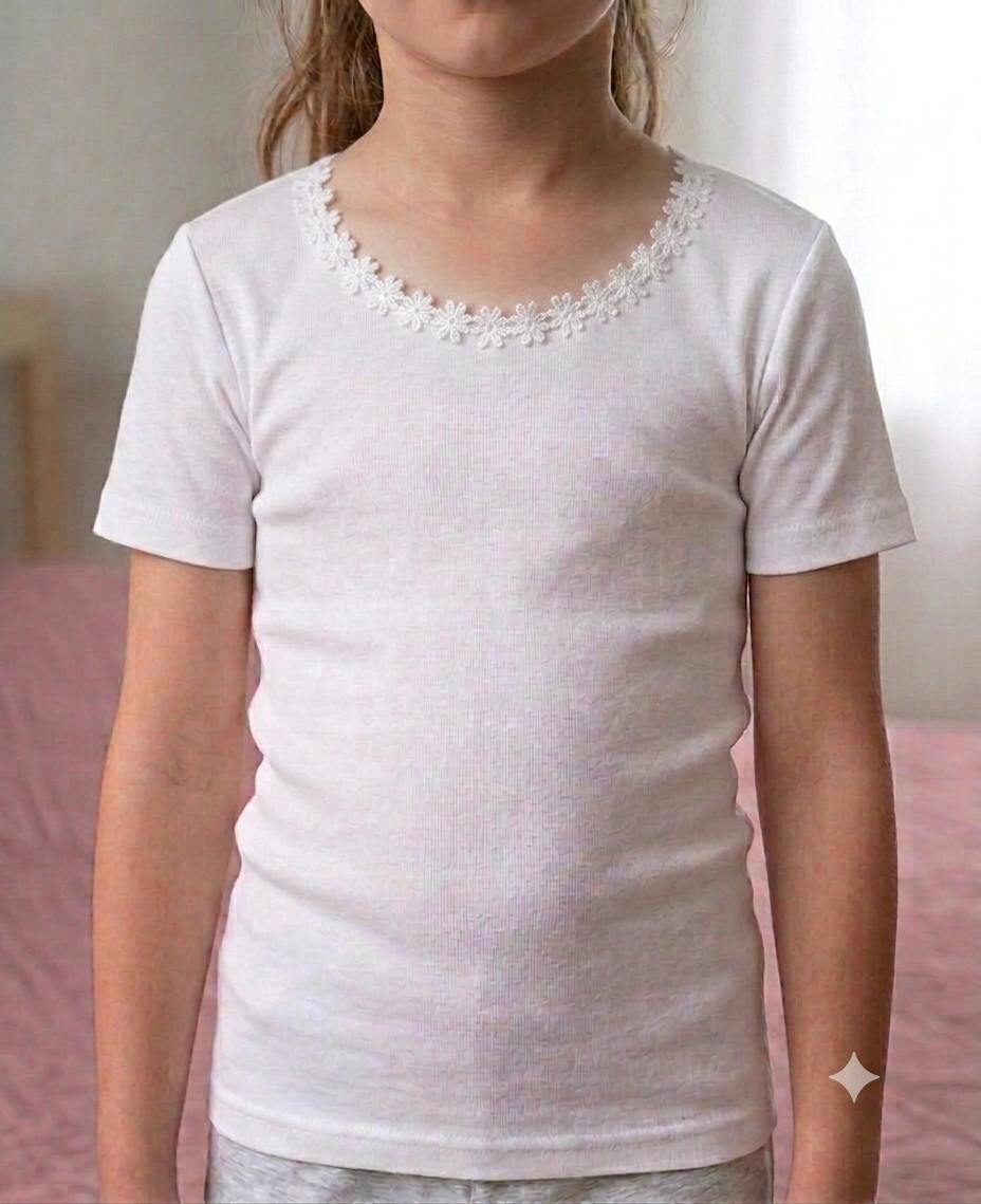 Girls' Half-Sleeve Flannel Undershirt Doucette
